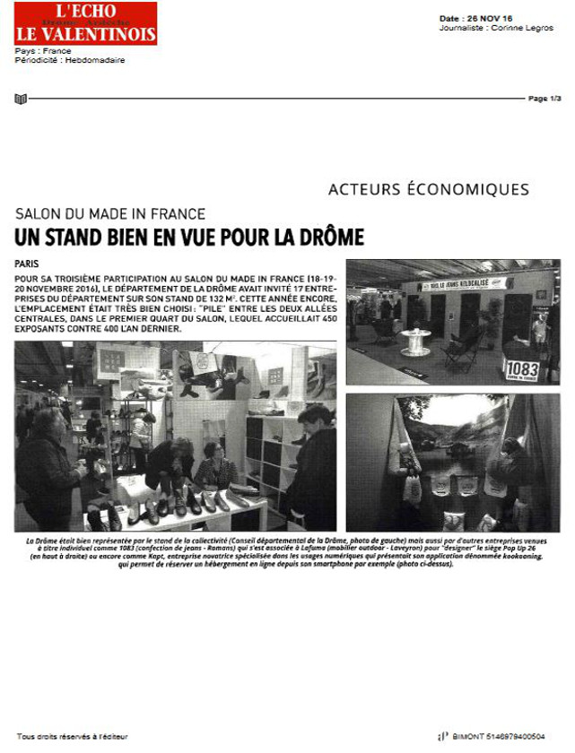 L'ECHO DROME ARDECHE - NOVEMBRE 2016 / PRESSE